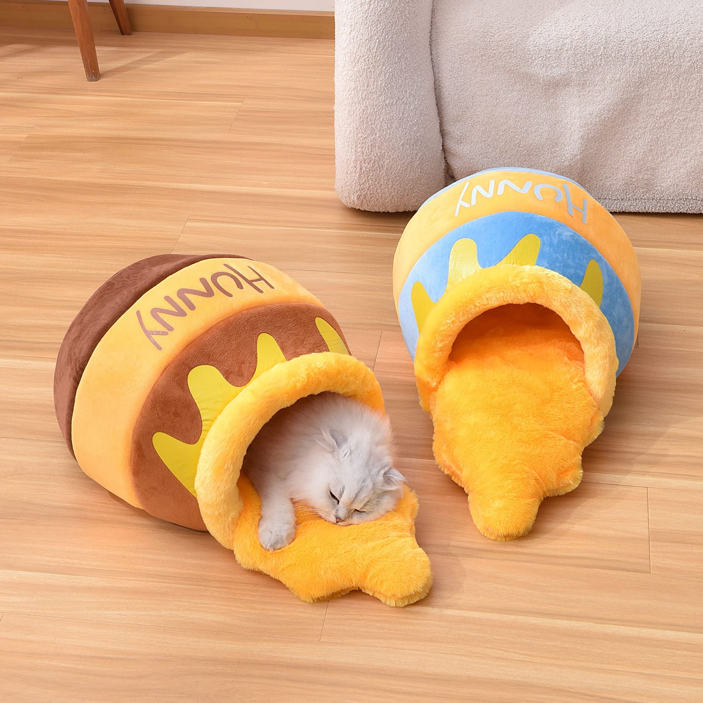 Honey Pot Cat Bed for Indoor - Comfortable Memory Foam  - with Removable Washable Cushioned Pillow