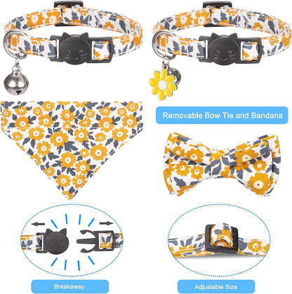 Cat Collars, Kitten Collar, Breakaway Cat Collar, Cat Collar with Bandana, Cat Collar with Bow Tie