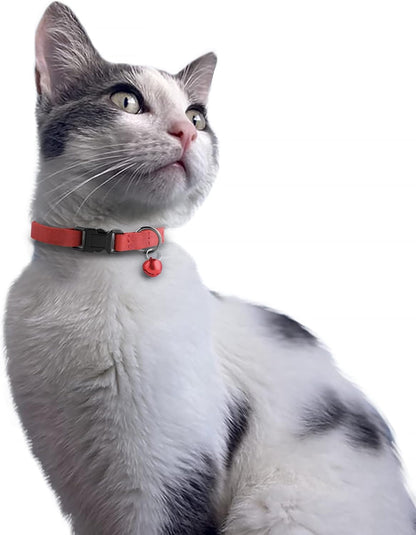 Breakaway Cat Collar Leather Soft Adjustable Pet Kitten Collars with Bell 