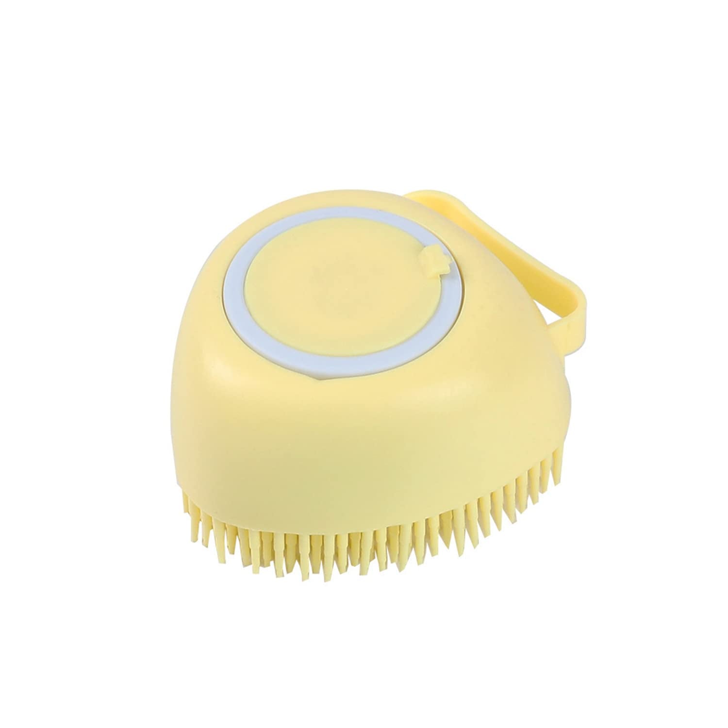 Pet Grooming Bath Massage Brush with Soap and Shampoo Dispenser, Soft Silicone Bristle 