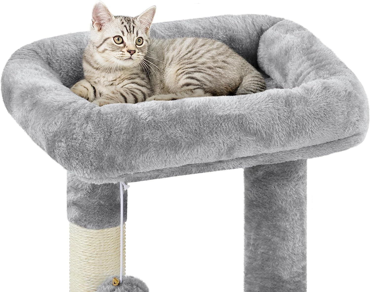 34In Cat Tower Plush Cover with Condo, Platform & Basket for Indoor Kittens, Cat Furniture Activity Tree