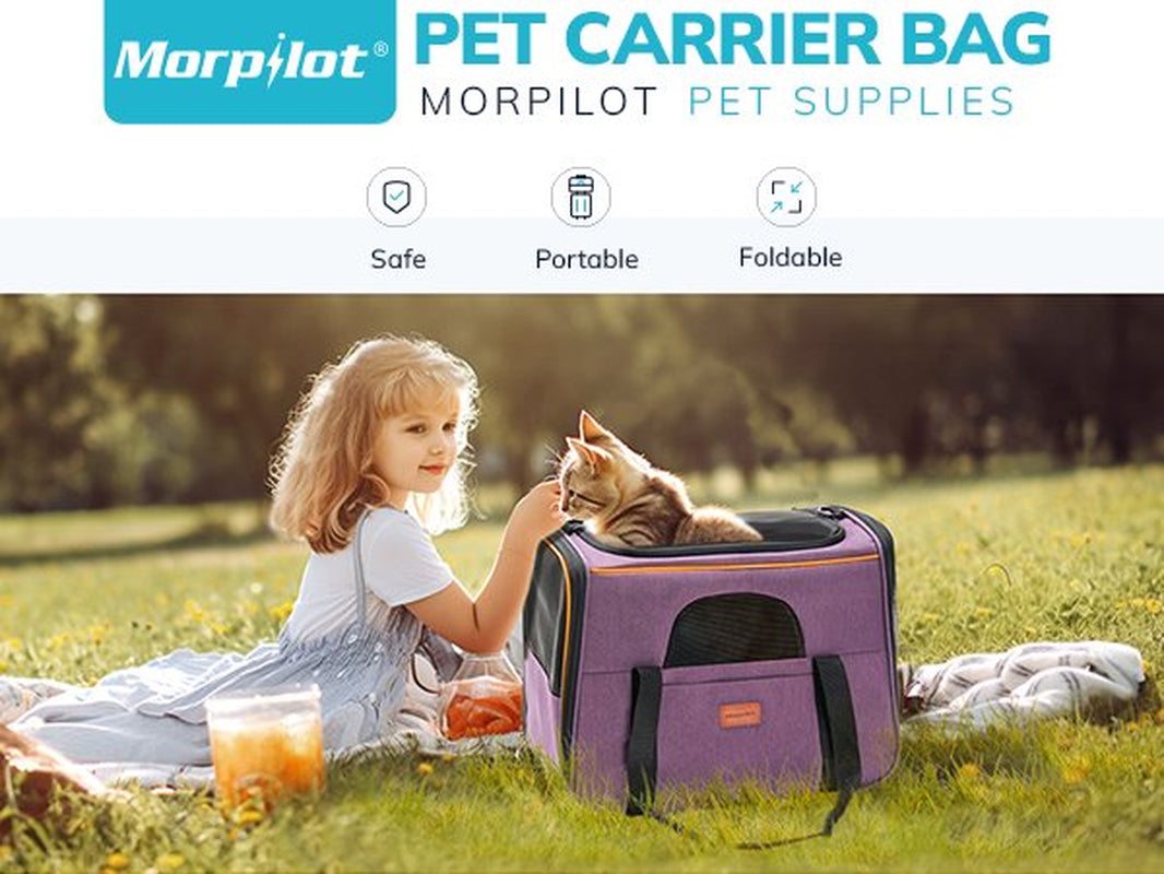 Cat Carrier ® Extra Large Cat Bag with Water Bowl, Soft Sided Tsa Airline Approved Pet Carrier up to 20LB, Travel Puppy Carrier Cat Carrier for Small Medium Large Dogs Cats Rabbits - Purple