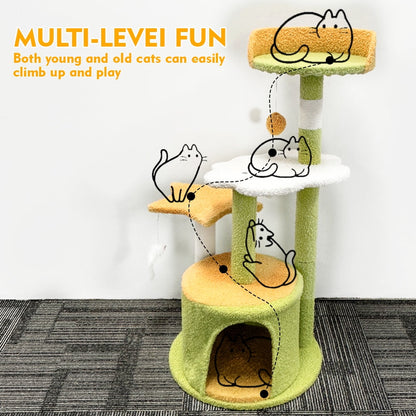 35" Cat Tree, Cat Tower with Sisal Scratching Posts, Condo Perch for Indoor Small Cats