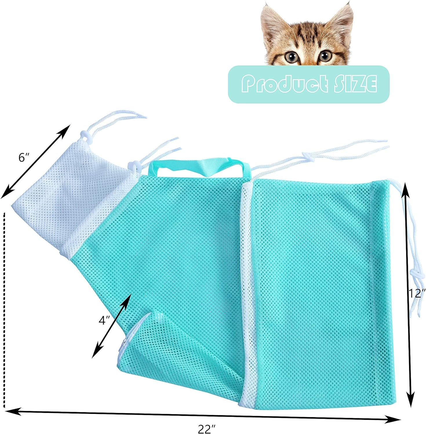 Cat Bathing Bag, Adjustable Anti-Bite and Anti-Scratch Cat Shower Mesh Grooming Bag for Pet Dogs and Cats, Includes Pet Nail Clipper, Nail File, Grooming Glove, and Cat Shell Comb