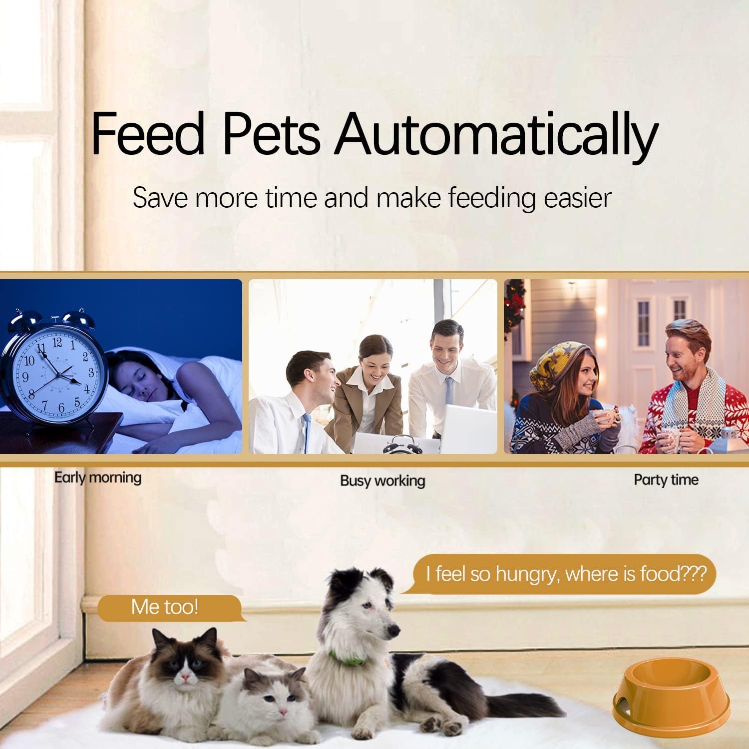 Automatic Pet Feeder for Cats, Time Feeder Dry Food Dispenser, Portions Control 1-4 Meals per Day &10S Voice Recorder (4L-White)