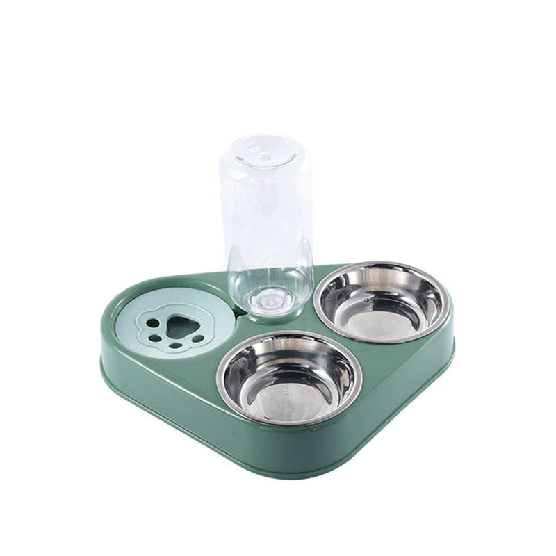 3In1 Pet Cat Food Bowl with Bottle. Automatic Drinking Feeder Fountain.