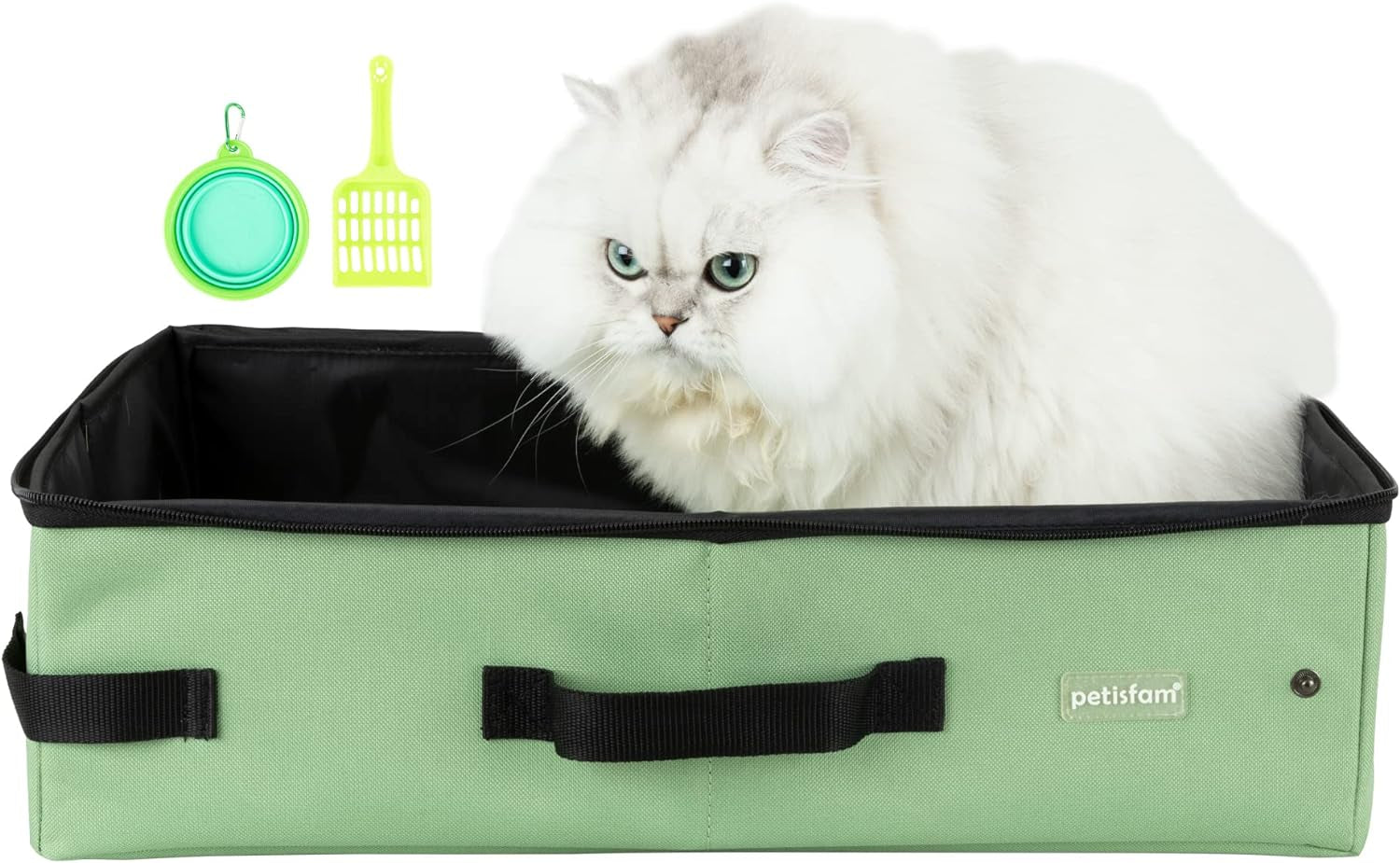 Portable Cat Travel Litter Box with Zipped Lid, No Leakage, No Smell, Easy to Carry, Easy to Use in Hotels and Car