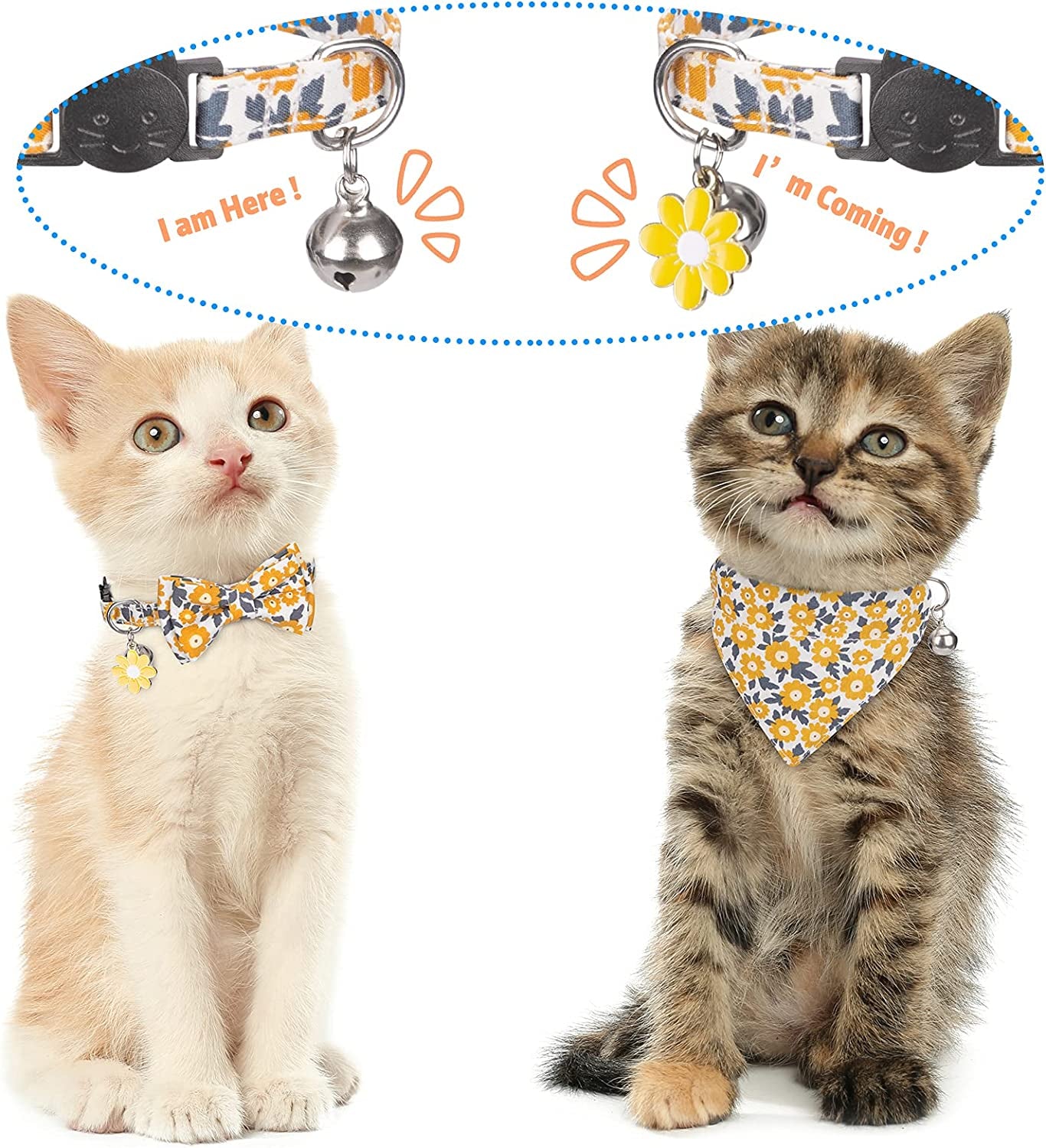 Cat Collars, Kitten Collar, Breakaway Cat Collar, Cat Collar with Bandana, Cat Collar with Bow Tie