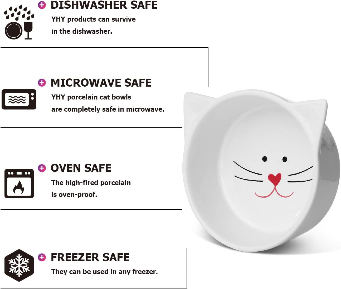 Raised Cat Food Bowls,Pet Bowls with Stand,Ceramic Cat Dog Bowls Elevated,Cute Cat Dishes,12 Ounces,Dishwasher Safe