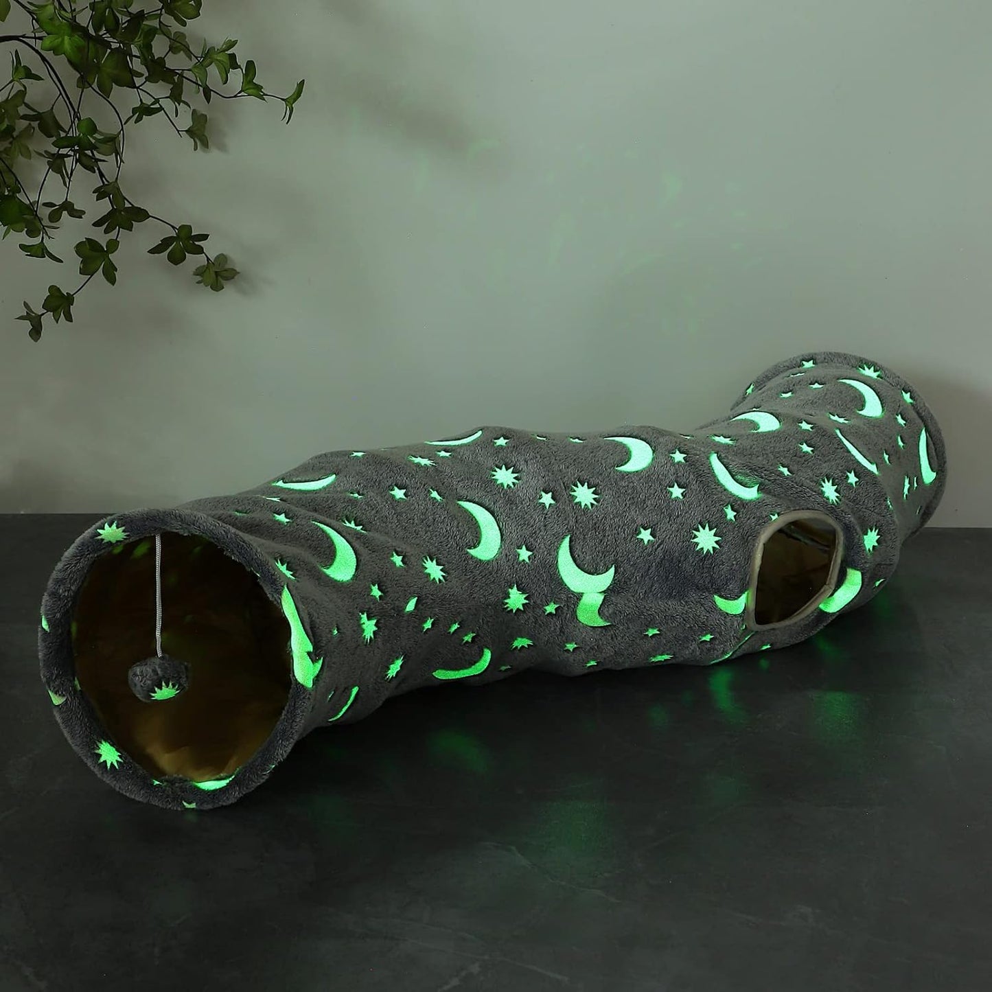 Cat Tunnel Tube with Plush Ball Toys, Collapsible Self-Luminous Photoluminescence