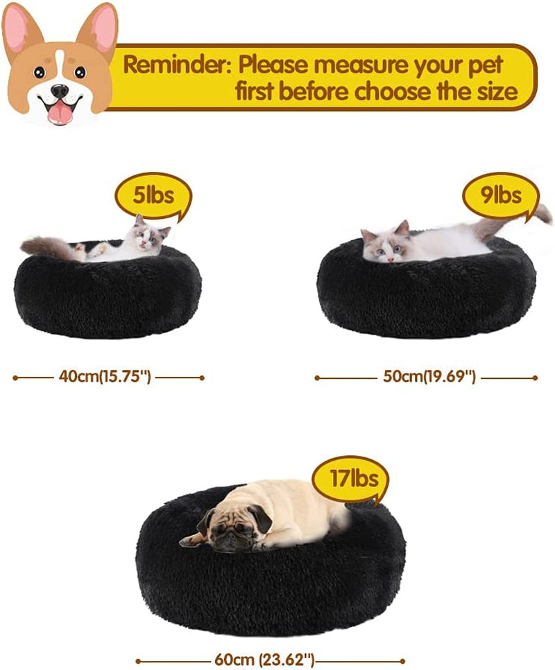 Pet Cat Bed, Round Donut Cat Beds for Indoor Cats, Anti-Slip