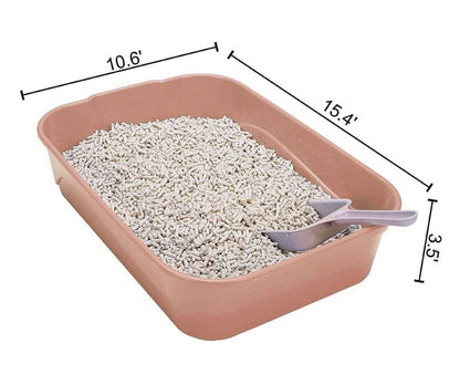 Kitty Litter Box Starter Kit - Small Cat Litter Pan without Lid, Mat, Scoop and Bowl for Kitten within 3 Months