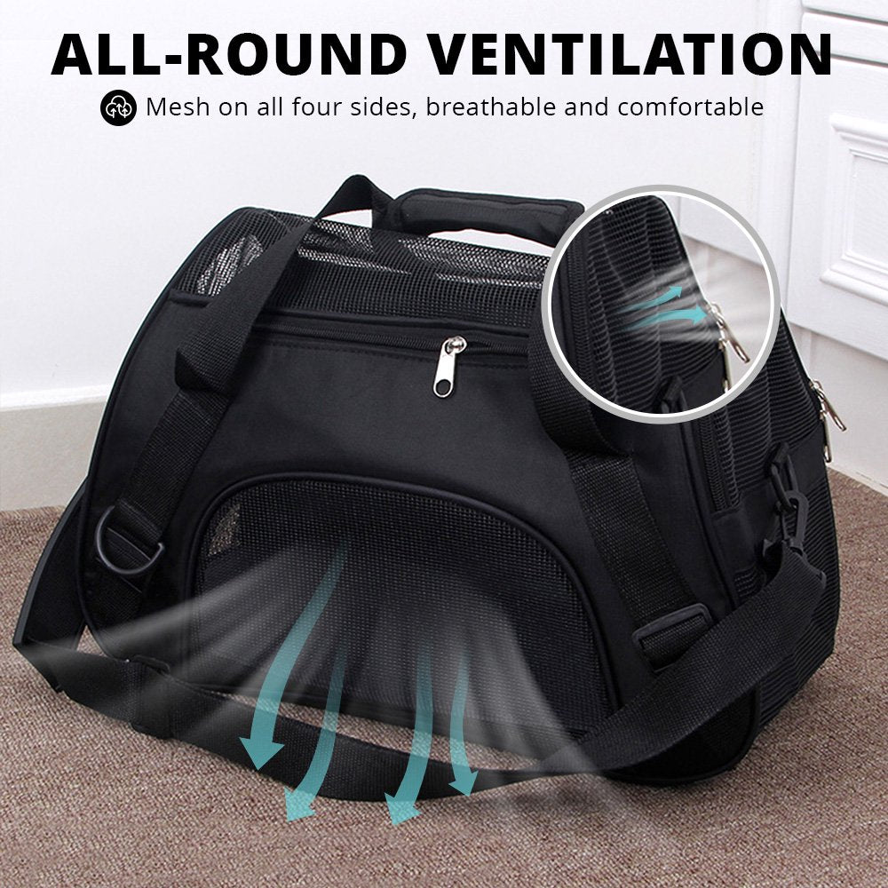 Pet Portable Mesh Breathable Carrier Bags for Small Medium Cats Handbag Travel Transport Bag Black