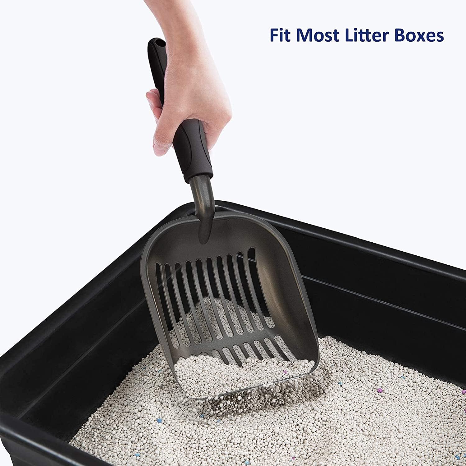 Cat Litter Scoop, Non Stick Plated Aluminum Alloy Sifter, Kitty Metal Scooper, Deep Shovel, Long Handle