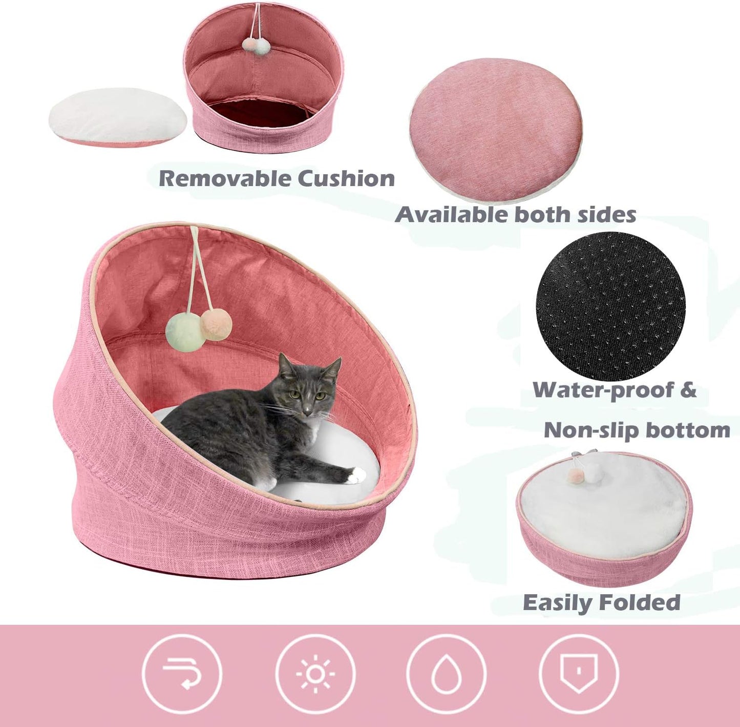 Cat Bed Calming Donut Cuddler, anti Anxiety Comfy Soft Pet round Bed, Plush Soft Cushion 