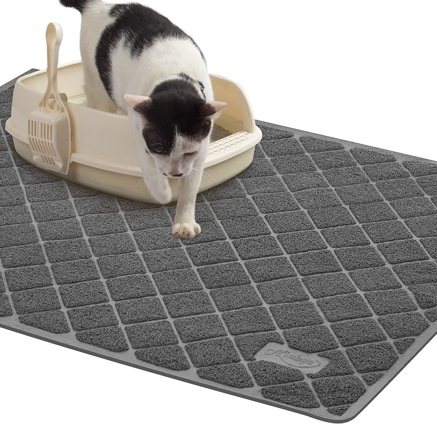 Premium Cat Litter Mat, Litter Box Mat with Non-Slip and Waterproof Backing, Litter Trapping Mat Soft on Kitty Paws and Easy to Clean, Cat Mat Traps Litter from Box