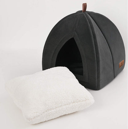 Cat Beds for Indoor Cats - Tent with Removable Washable Cushioned Pillow