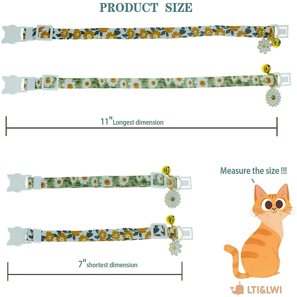 2 Pack Cotton Breakaway Cat Collars with Bell