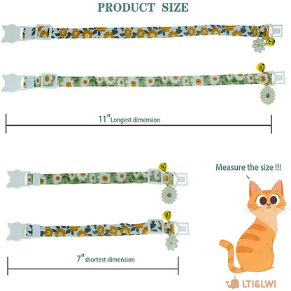 2 Pack Cotton Breakaway Cat Collars with Bell