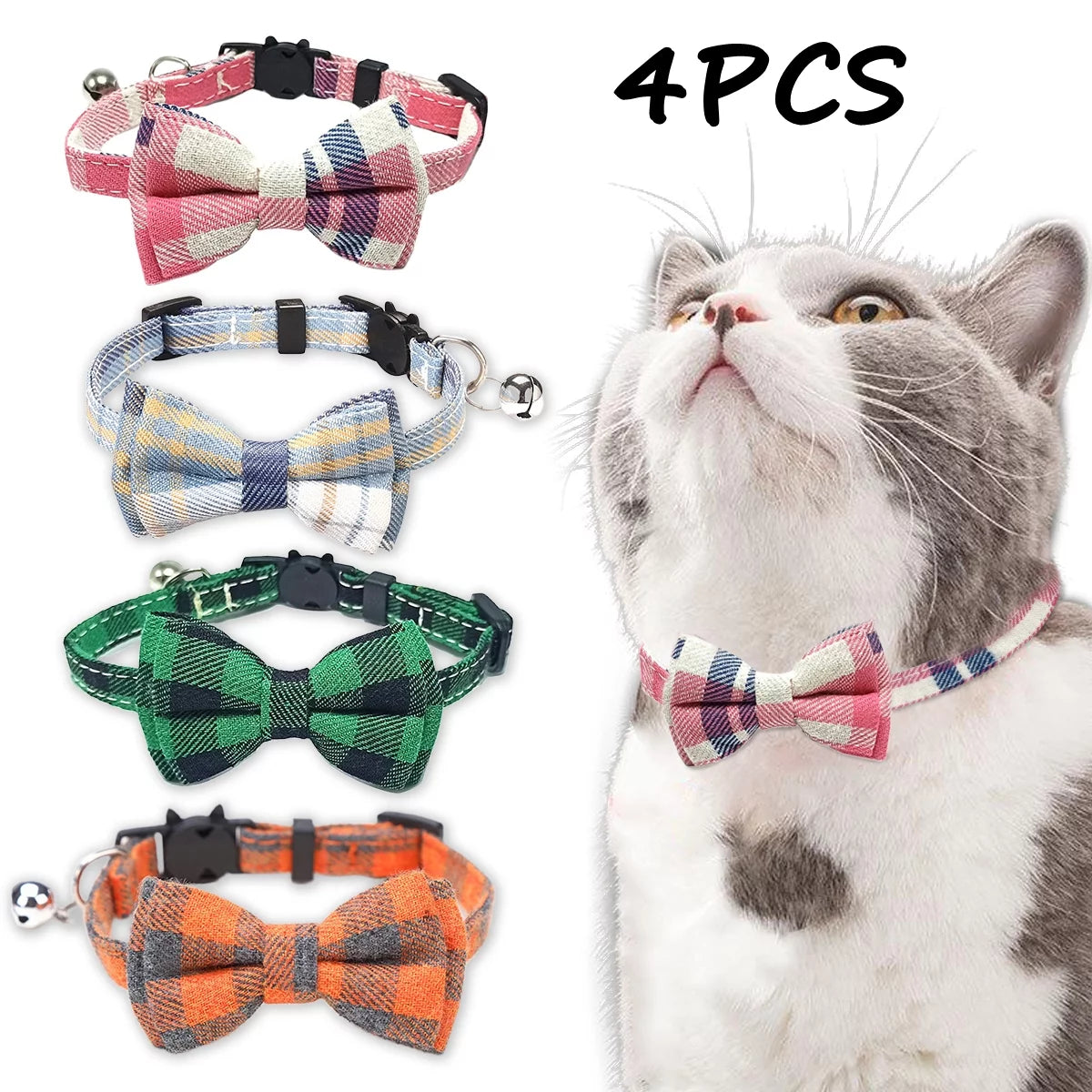 Cat Collar Kitten Collars with Bell and Bow Tie Breakaway Adjustable Safety Cat Collar