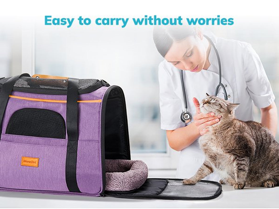 Cat Carrier ® Extra Large Cat Bag with Water Bowl, Soft Sided Tsa Airline Approved Pet Carrier up to 20LB, Travel Puppy Carrier Cat Carrier for Small Medium Large Dogs Cats Rabbits - Purple