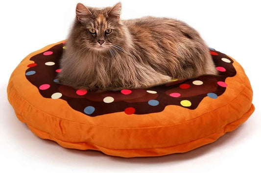 Donut Cat Bed, Plush Orthopedic Foam Mattress,  Pet Bed for Indoor Cats, Machine Washable 