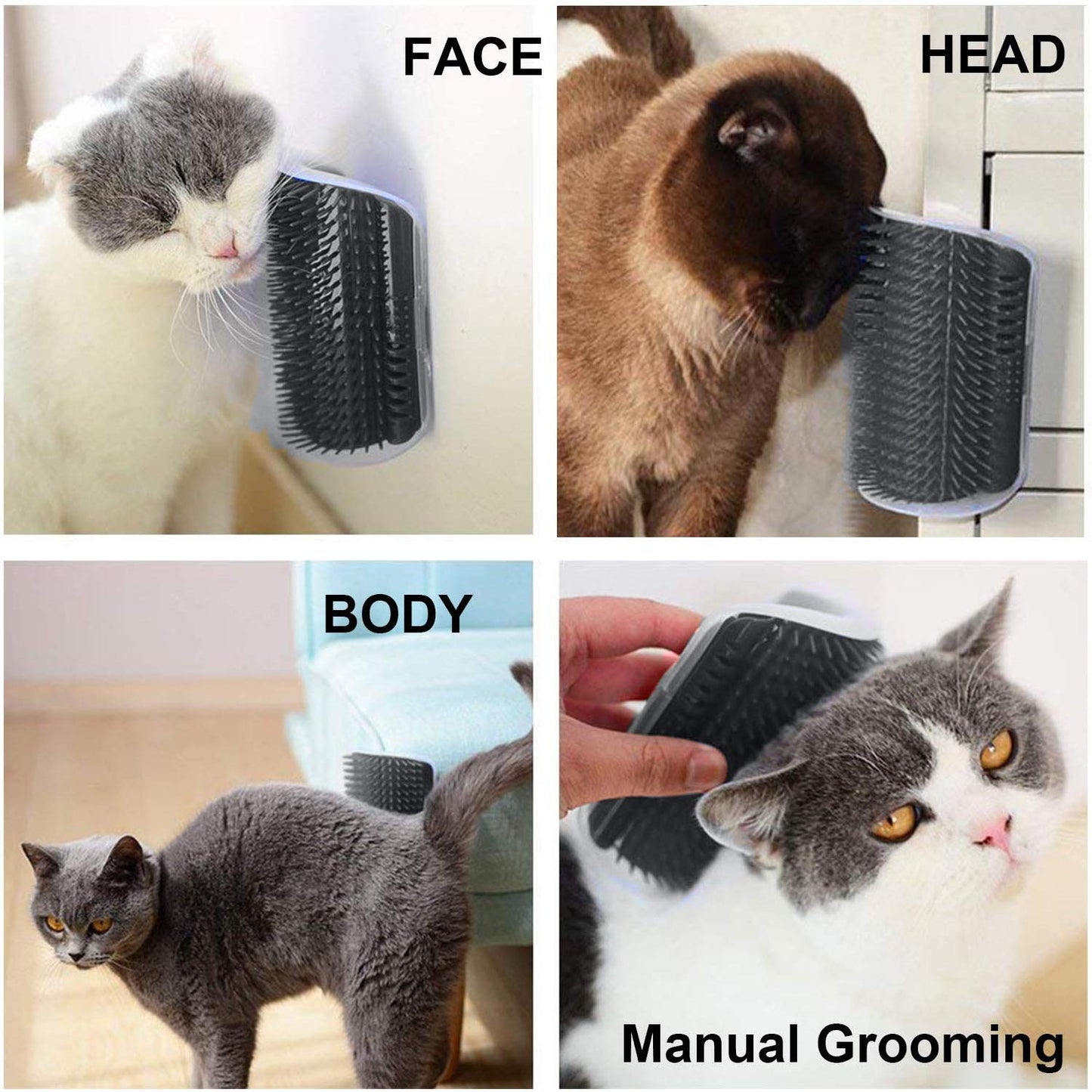 Cat Self Groomer with Catnip, Perfect Scratch Massager Tool for Long & Short Fur Kitten