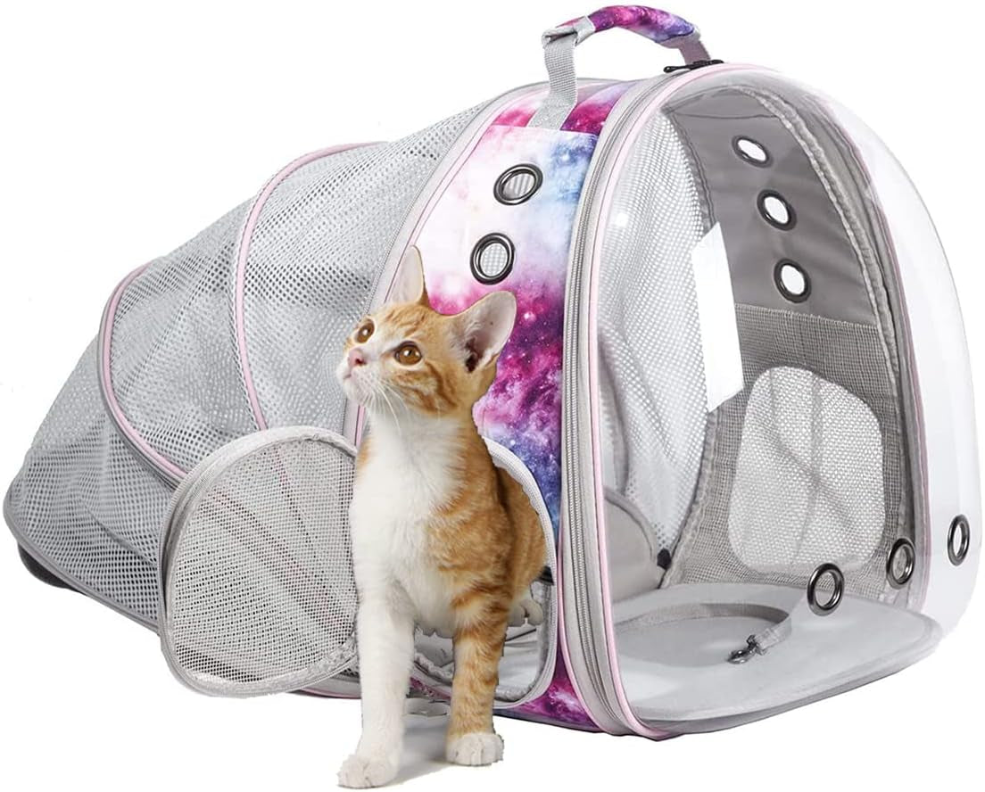 Cat Travel Backpack with Fan, Fit up to 20 Lbs, Space Capsule Astronaut, Clear Bubble Window Pet Backpack for Cats