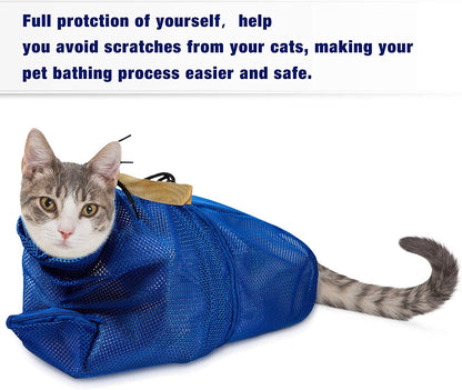 2 Pieces Cat Grooming Washer Mesh Bag, Breathable Mesh Muzzles, Adjustable