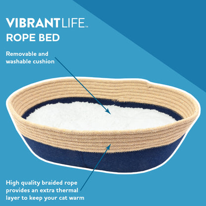 19" Oval Woven Felt Rope Cat Bed, with Catnip