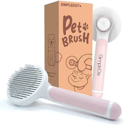 Self Cleaning Slicker Brush for Cats, Pet Hair Brush for Removing Undercoat Loose Hair, Mats, Tangled and Dirt, Massages, for All Hair Types Cats