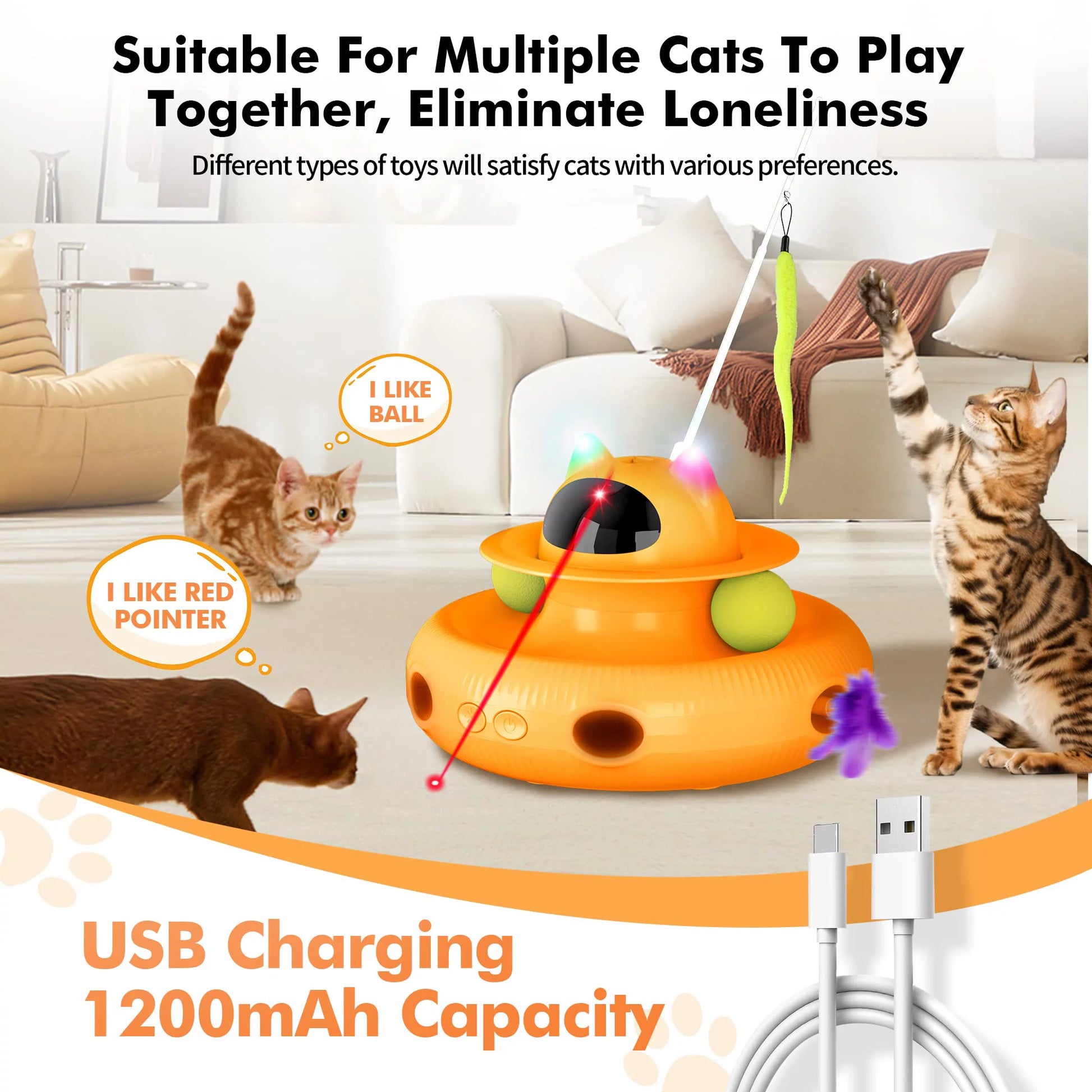 Interactive Cat Toys, Laser Kitten Toy for Indoor Cats, Cat Feather Mice Toys, Pets Smart Electric Cat Toys