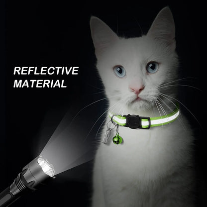 6 Pcs Reflective Cat Collar with Bell, Breakaway Cat Collars with Name Tag