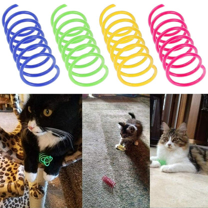 Colorful Springs Cat Toy, 16Pcs Cat Coil Toy, Durable Plastic , Bouncing and Training Fun 