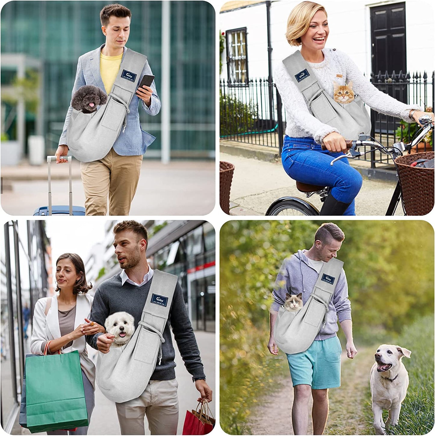 Cat Sling Carrier - Hands Free Reversible Pet Papoose Bag - Soft Pouch and Tote Design - Suitable for Puppy, Small Cats Outdoor 