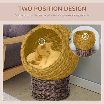 20" Rattan Elevated Cat Bed Egg Chair, Cat Basket Bed