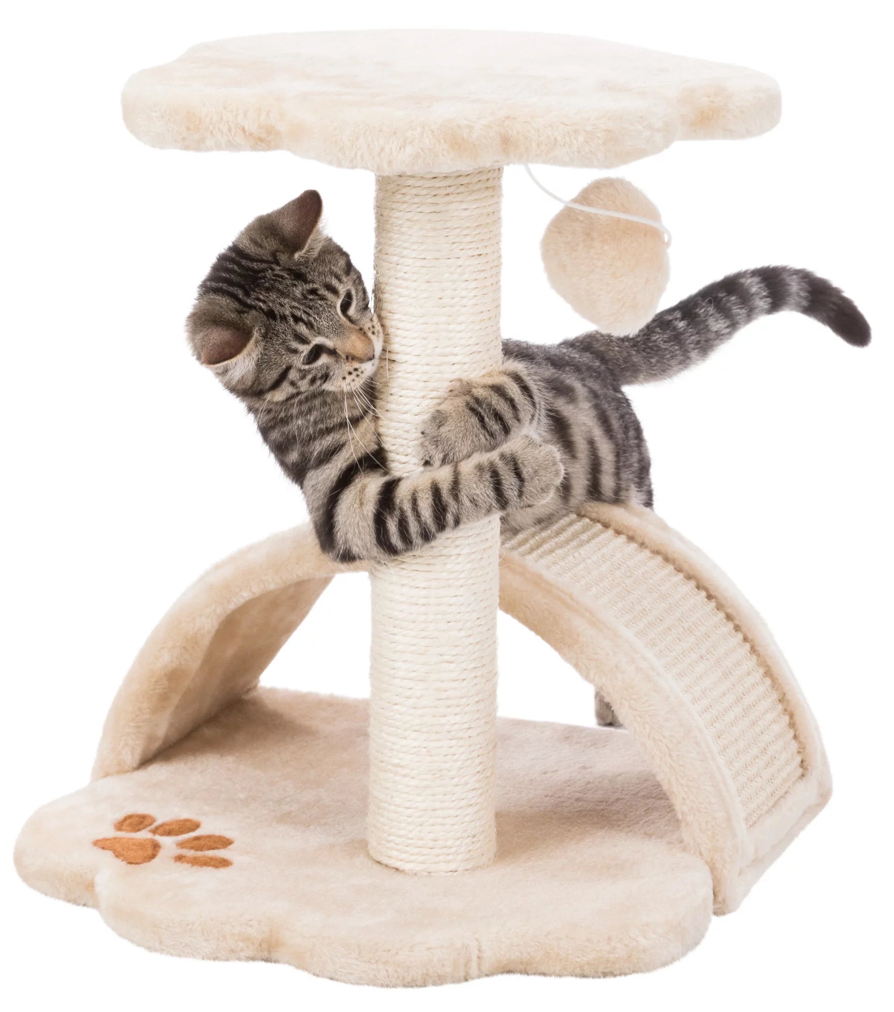 Vitoria Plush & Sisal 17" Cat Scratching Post with Platform, Beige