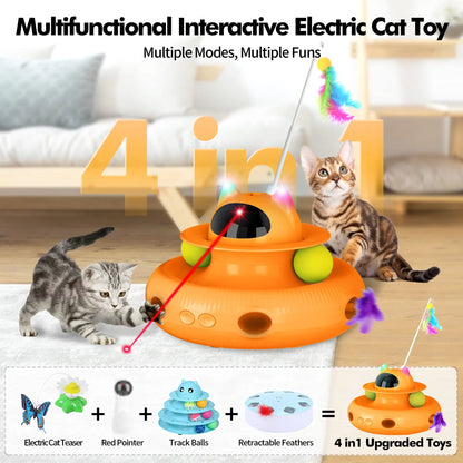 Interactive Cat Toys, Laser Kitten Toy for Indoor Cats, Cat Feather Mice Toys, Pets Smart Electric Cat Toys