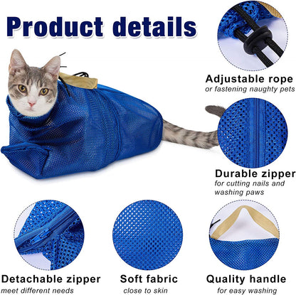 2 Pieces Cat Grooming Washer Mesh Bag, Breathable Mesh Muzzles, Adjustable