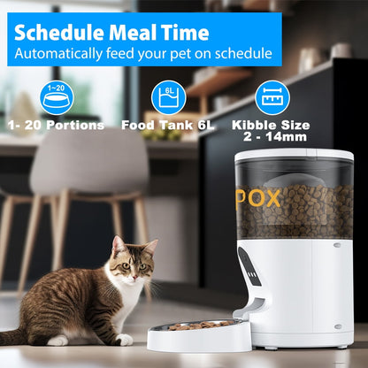 6L Automatic Cat Feeder with Camera Timed Pet Feeder 1080P HD Video with Night Vision 2.4G Wifi Cat Food Dispenser with APP Remote Control for Cat & Dog