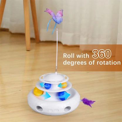 3 in 1 Cat Smart Toy, Butterfly 360° Hovering Feather 