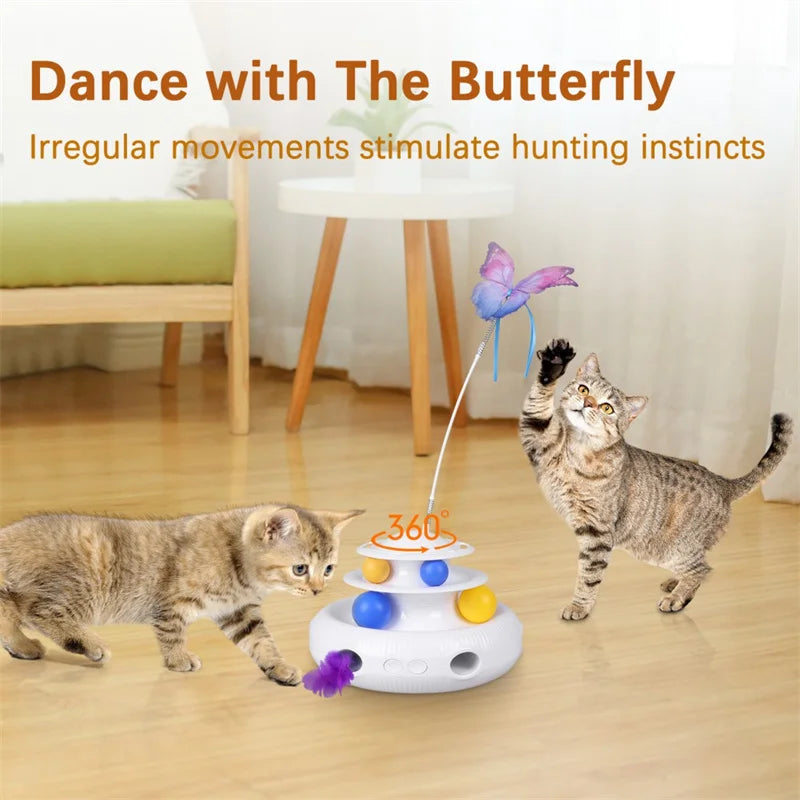 3 in 1 Cat Smart Toy, Butterfly Hovering 360° 