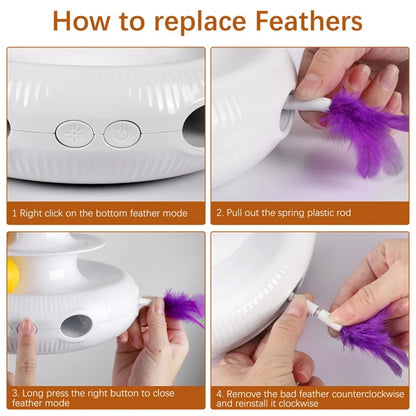 3 in 1 Cat Smart Toy, Butterfly 360° Hovering Feather 