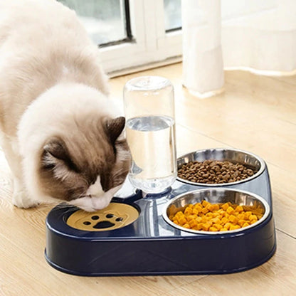 3In1 Pet Cat Food Bowl with Bottle. Automatic Drinking Feeder Fountain.