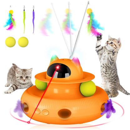 Interactive Cat Toys, Laser Kitten Toy for Indoor Cats, Cat Feather Mice Toys, Pets Smart Electric Cat Toys