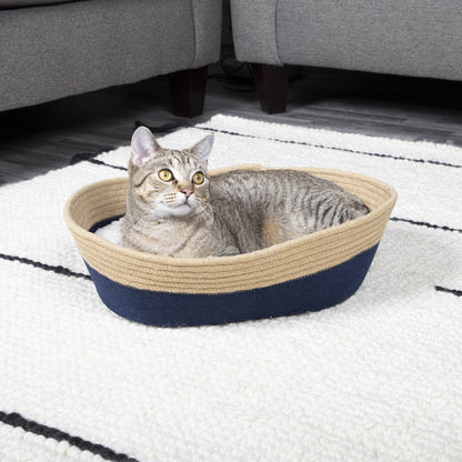 19" Oval Woven Felt Rope Cat Bed, with Catnip