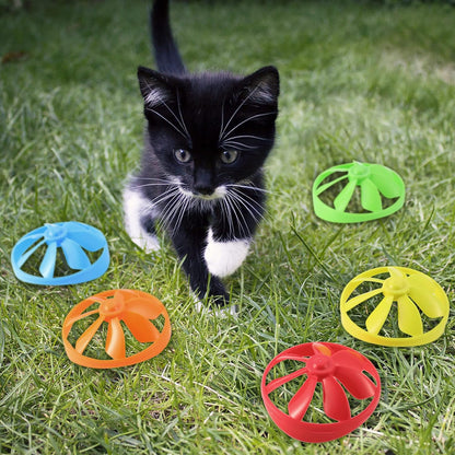 18 Pieces Cat Fetch Tracking , Interactive Toys with 5 Colors Flying Propellers for Indoor Pet Cat Training 