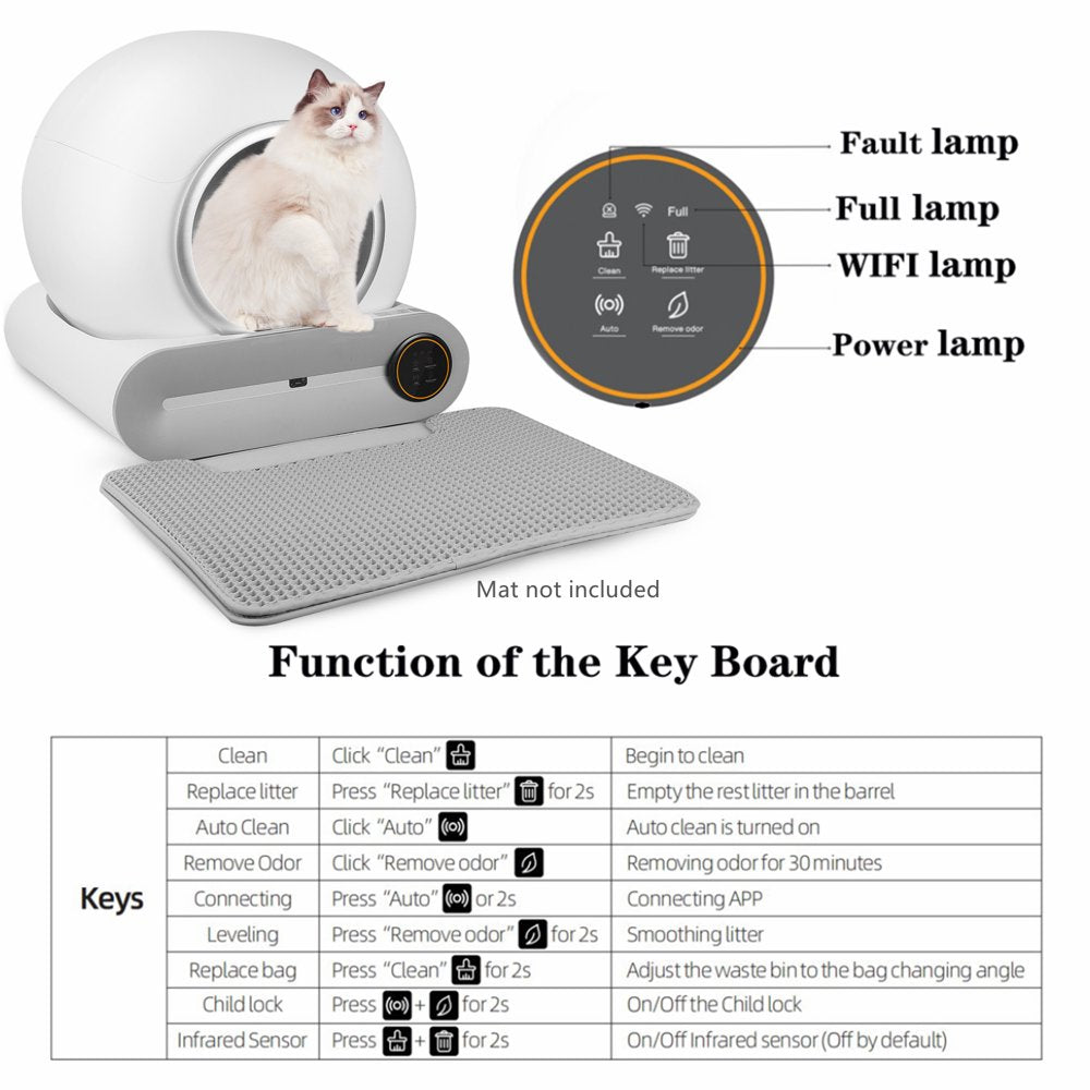 Self Cleaning Litter Box, Automatic Cat Litter Box with App Control Support, Integrated Safety Protection