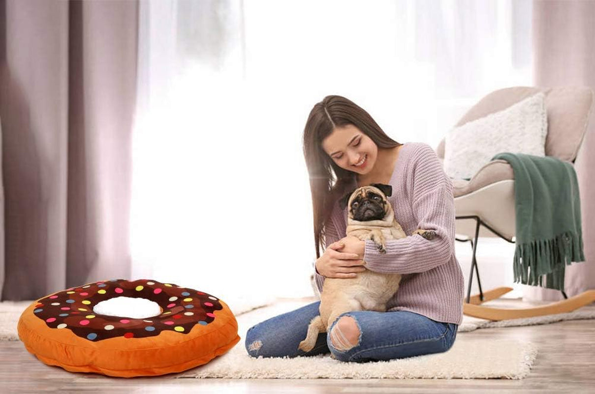 Donut Cat Bed, Plush Orthopedic Foam Mattress,  Pet Bed for Indoor Cats, Machine Washable 