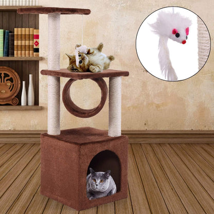 36" Kitty Tower Cat Tree, Activity Climber Tower with Plush Perch and Sisal Post, Stable Pet Climbing Condo for Small and Medium Sized Cats 